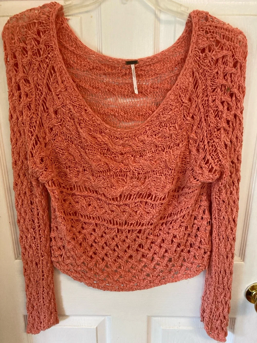 Free People Coral Open-Knit Top - Picture 1 of 7